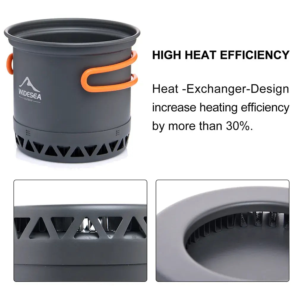 Widesea Camping 1.3L 2.3L utensilios de cocina juego de cocina al aire libre cocina de calor vajilla de viaje olla hervidor de agua equipo de utensilios de cocina para turistas
