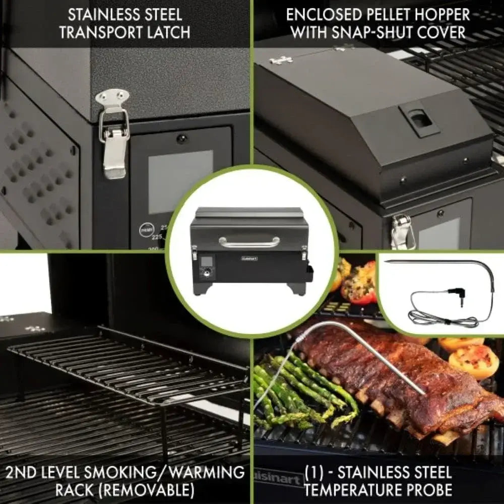 Cuisinart CPG-256 Portable Wood Pellet Grill and Smoker, Black and Dark Gray bbq grill pizza oven outdoor camping grill
