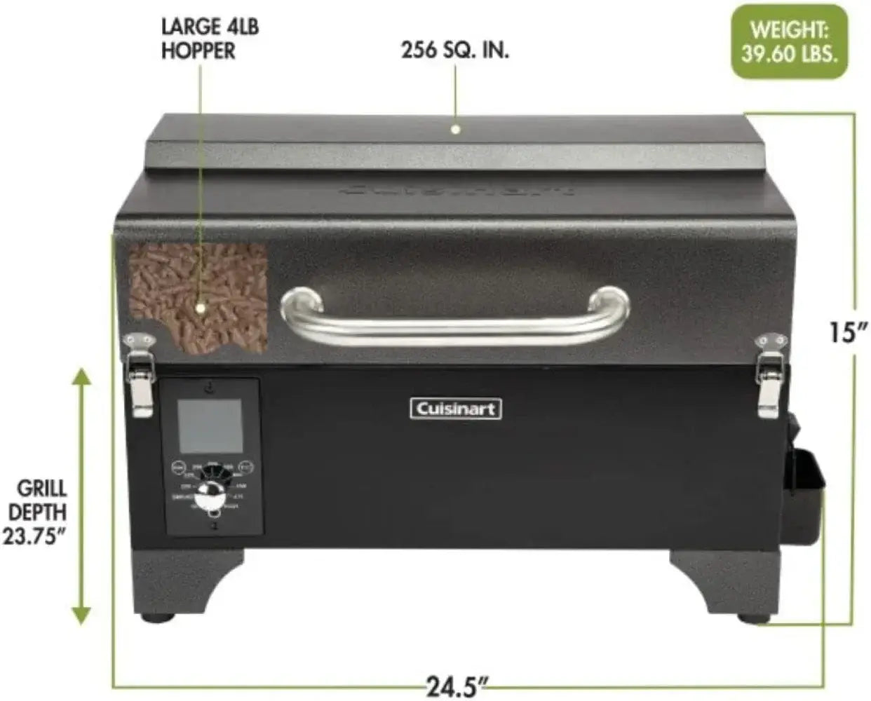 Cuisinart CPG-256 Portable Wood Pellet Grill and Smoker, Black and Dark Gray bbq grill pizza oven outdoor camping grill