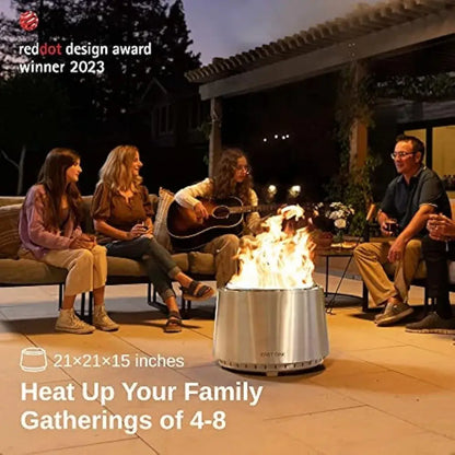 Fire Pit Smokeless 21'' Firepits for Outside Patio, 304 Stainless Steel Wood Burning Fireplaces, Portable Outdoor Bonfire Pit