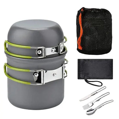 Camping Cookware Kit Foldable Outdoor Cooking Utensils Hard Aluminum Save Space Equipment Heat-resistance for 2-3 People Picnic