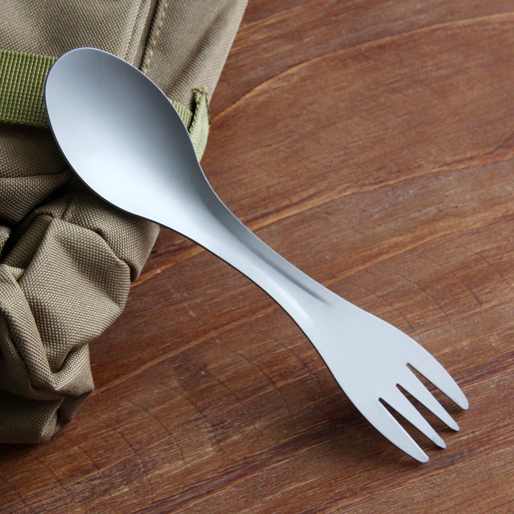 Outdoor Two-in-One Lightweight Pure Titanium Camping Tableware Fork And Spoon