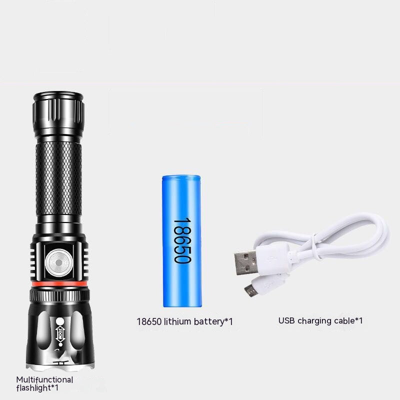 Outdoor Camping Telescopic Multifunctional T6 Strong Light Flashlight