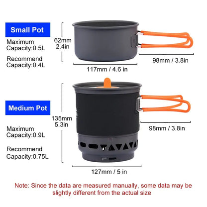 Widesea Camping Cooking System with Heat Exchanger Outdoor Gas Burner Stove Tourist Pot Set Cup Tableware Cookware Tourism Hike