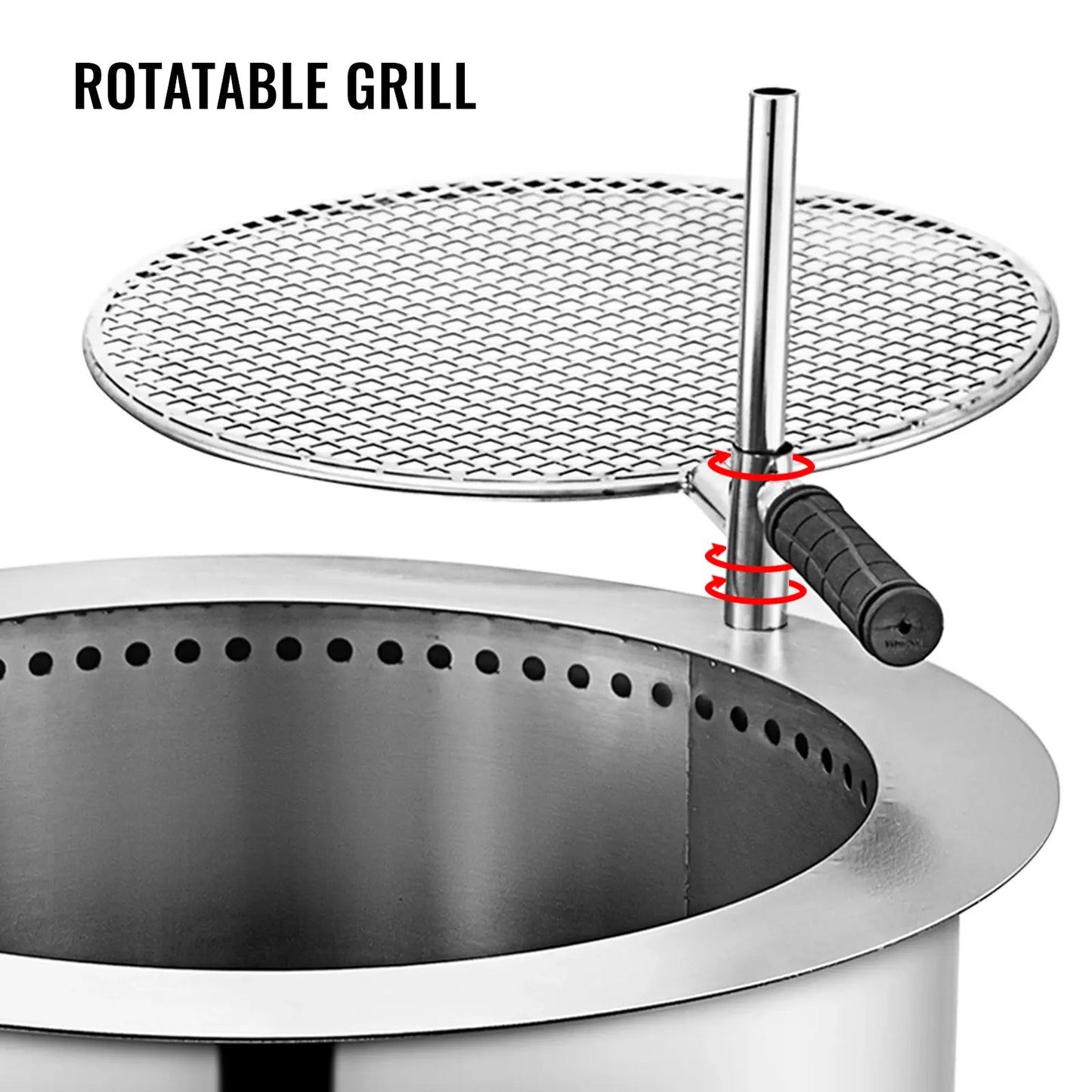 VEVOR Outdoor Firepit Stove 22 Inch Stainless Steel Bonfire Firebowl with Detachable Grill for Backyards and Camping Park