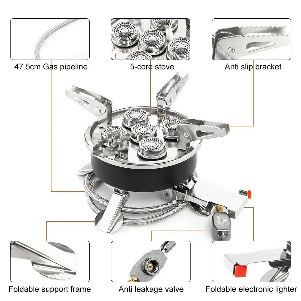 Quemador turístico para acampar Widesea, estufa de Gas de 8800W, utensilios de cocina, horno portátil, Picnic, barbacoa, suministros turísticos para recreación al aire libre 