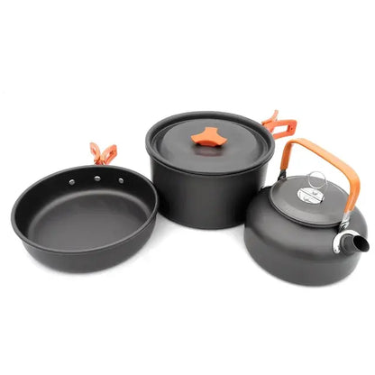 Camping Cookware Kit Foldable Outdoor Cooking Utensils Hard Aluminum Save Space Equipment Heat-resistance for 2-3 People Picnic