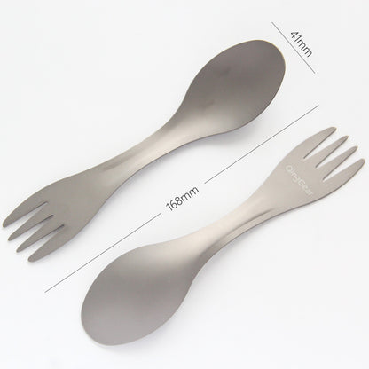 Outdoor Two-in-One Lightweight Pure Titanium Camping Tableware Fork And Spoon