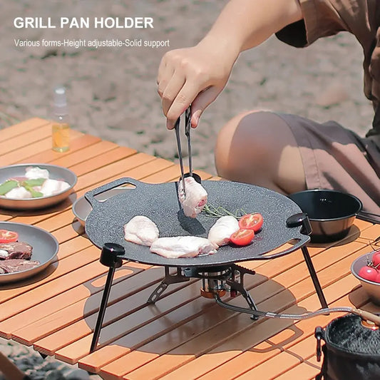 Barbecue Tray Holder Multifunctional Versatile Grill Pot Rack Portable Adjustable Tripod Griddle Grill with Chain Camping Supply