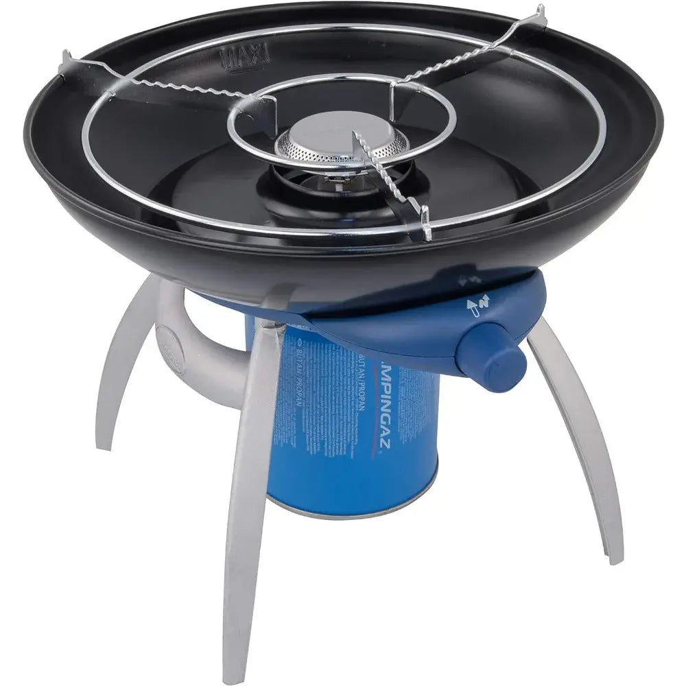 Party Grill, Camping Stove and Grill, All-in-One Portable Camping BBQ, with Griddle, Grid and Pan Support